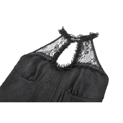 Midnight Cascade Ruffled Halter Dress detail view