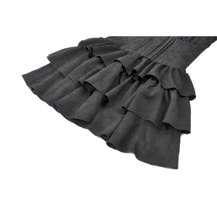 Midnight Cascade Ruffled Halter Dress detail view