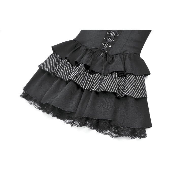 Pinstripe Rebellion Lace-Up Dress detail