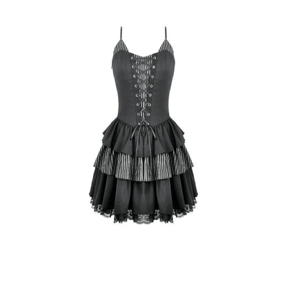 Pinstripe Rebellion Lace-Up Dress detail