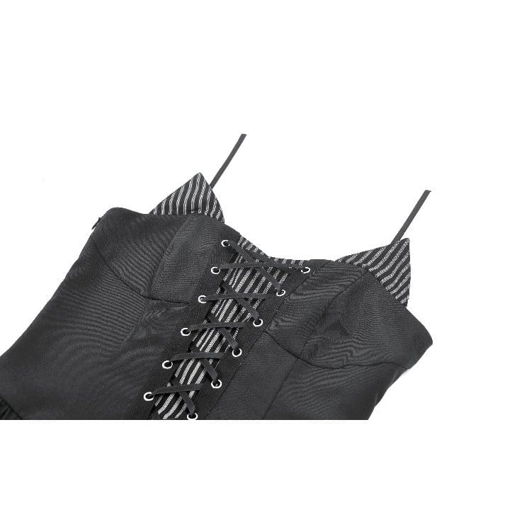 Pinstripe Rebellion Lace-Up Dress detail