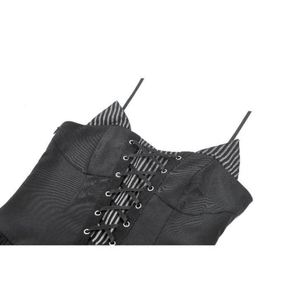 Pinstripe Rebellion Lace-Up Dress detail
