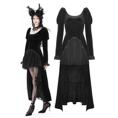 Velvet Eclipse Puff-Sleeve Gown