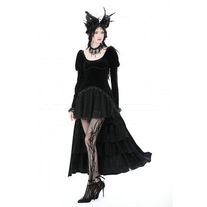 Velvet Eclipse Puff-Sleeve Gown