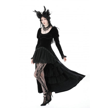 Velvet Eclipse Puff-Sleeve Gown