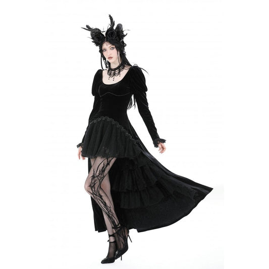 Velvet Eclipse Puff-Sleeve Gown