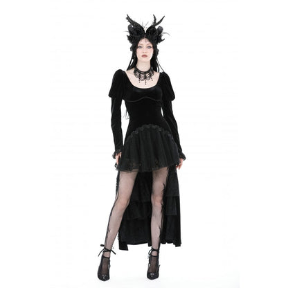 Velvet Eclipse Puff-Sleeve Gown