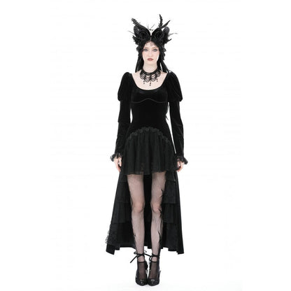 Velvet Eclipse Puff-Sleeve Gown