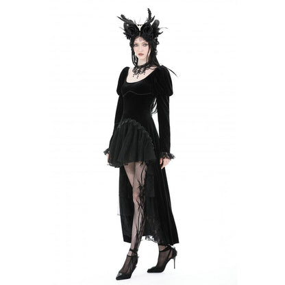 Velvet Eclipse Puff-Sleeve Gown