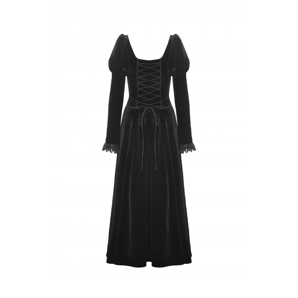 Velvet Eclipse Puff-Sleeve Gown