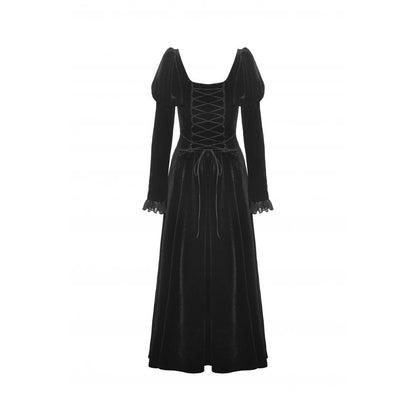 Velvet Eclipse Puff-Sleeve Gown