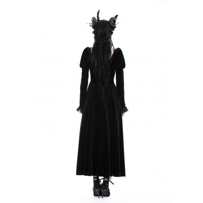 Velvet Eclipse Puff-Sleeve Gown