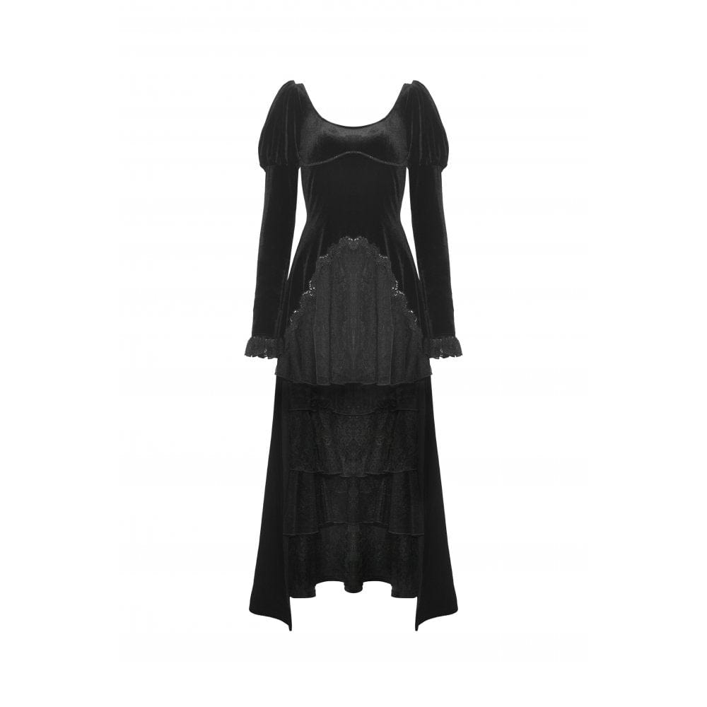 Velvet Eclipse Puff-Sleeve Gown