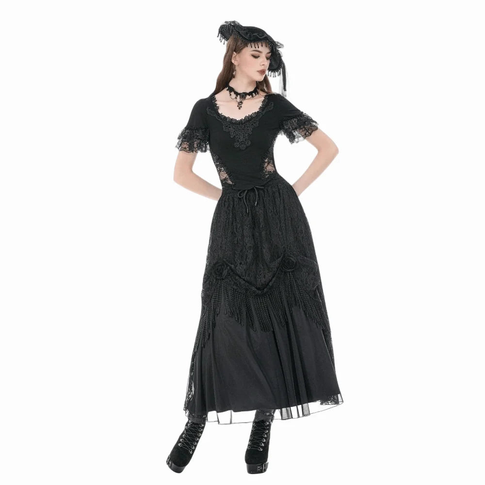 Mourning Rose Tassel Maxi Skirt