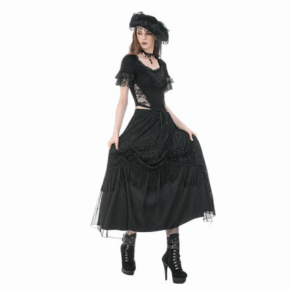 Mourning Rose Tassel Maxi Skirt
