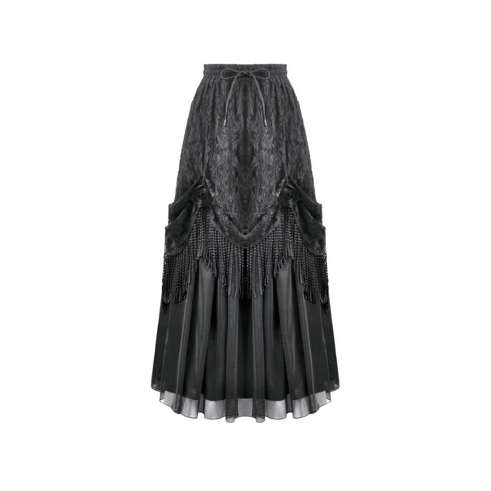 Mourning Rose Tassel Maxi Skirt