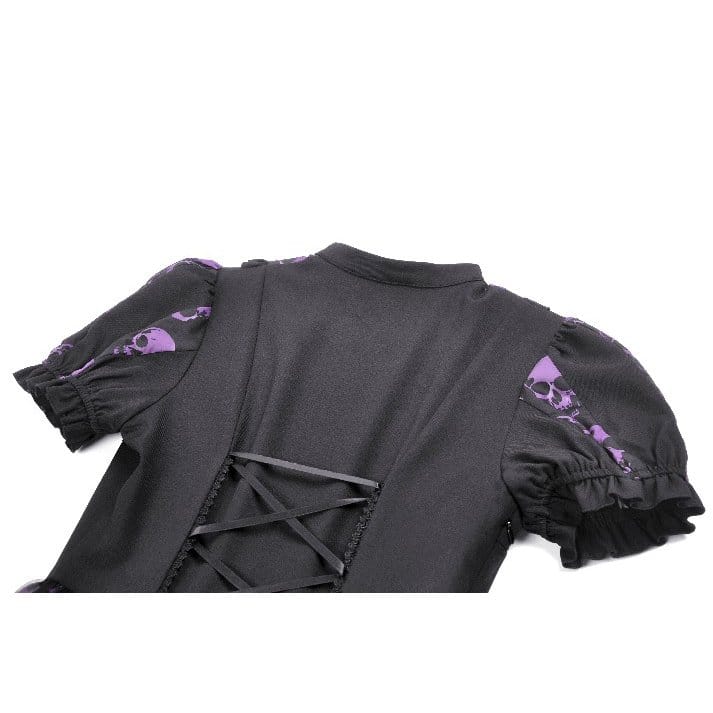 Skull Parade Puff-Sleeve Dress detail