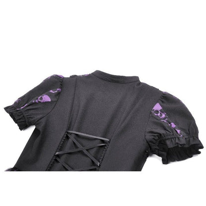 Skull Parade Puff-Sleeve Dress detail