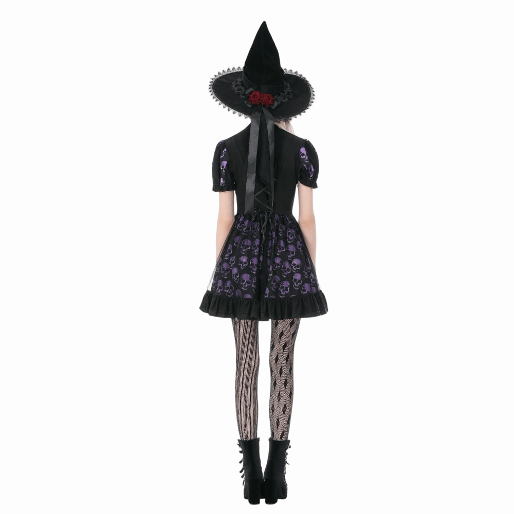 Skull Parade Puff-Sleeve Dress detail