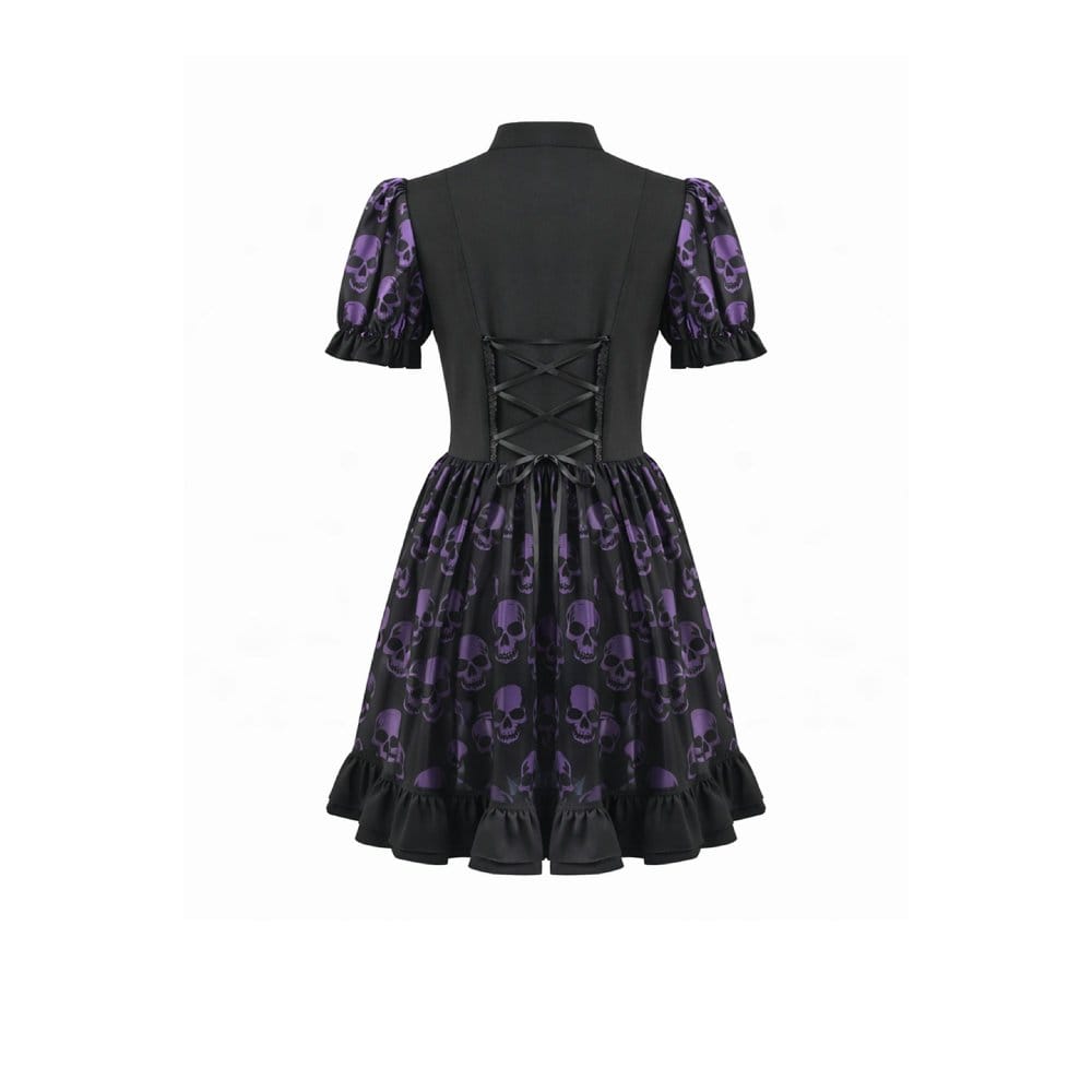 Skull Parade Puff-Sleeve Dress detail