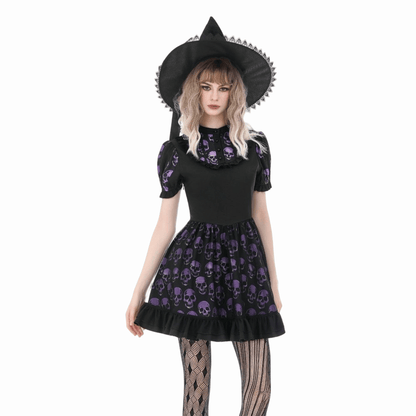 Skull Parade Puff-Sleeve Dress detail