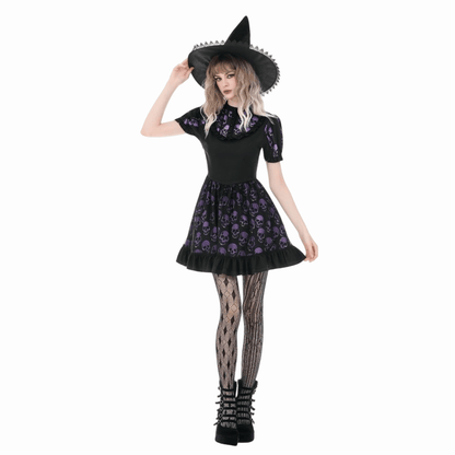 Skull Parade Puff-Sleeve Dress detail