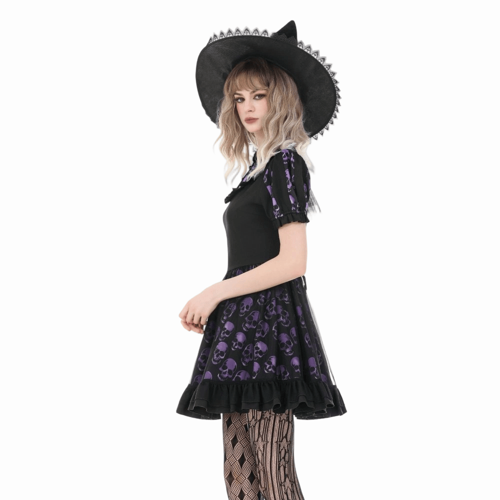 Skull Parade Puff-Sleeve Dress detail