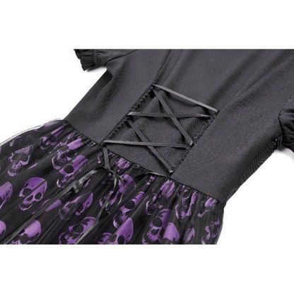Skull Parade Puff-Sleeve Dress detail