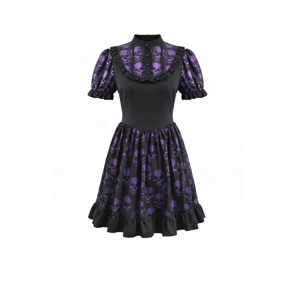 Skull Parade Puff-Sleeve Dress detail