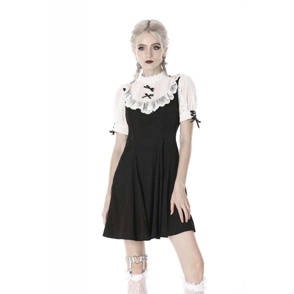 Midnight Dollhouse Stand-Collar Midi Dress front view