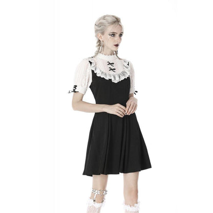 Midnight Dollhouse Stand-Collar Midi Dress detail view