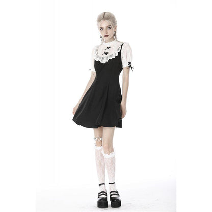 Midnight Dollhouse Stand-Collar Midi Dress detail view