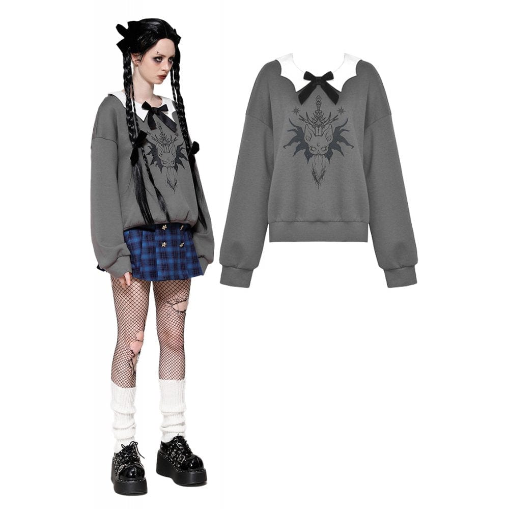 Bat Club Bow-Collar Sweatshirt - image 1