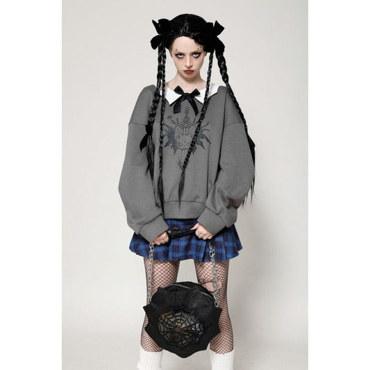 Bat Club Bow-Collar Sweatshirt - image 2