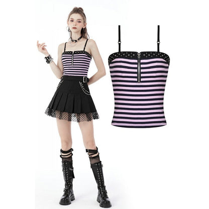 Violet Static Zip-Front Tank front view