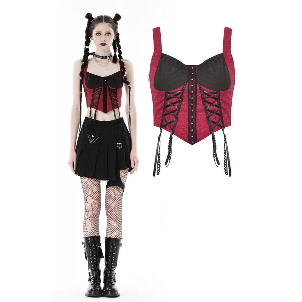 Split Signal Double-Color Strappy Bustier front view