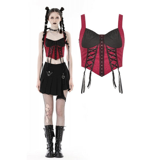 Split Signal Double-Color Strappy Bustier front view