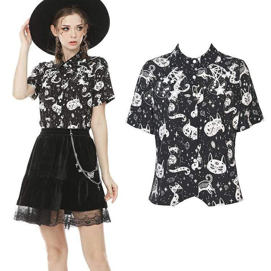 Midnight Familiar Cat Shirt - S