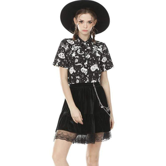 Midnight Familiar Cat Shirt - M