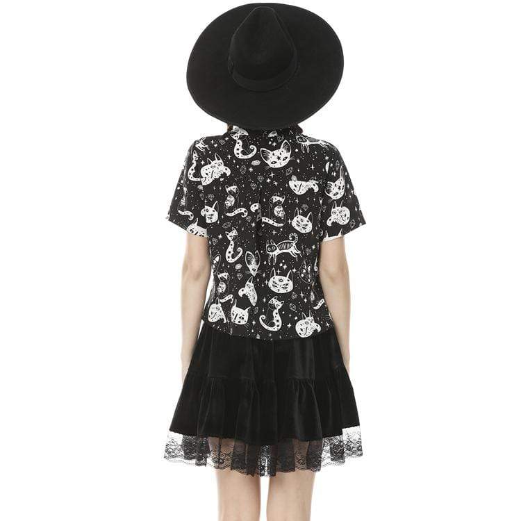 Midnight Familiar Cat Shirt - XL