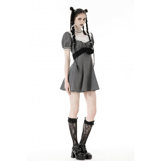 Clockwork Doll Striped Lace-Collar Dress detail view