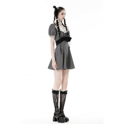 Clockwork Doll Striped Lace-Collar Dress detail view