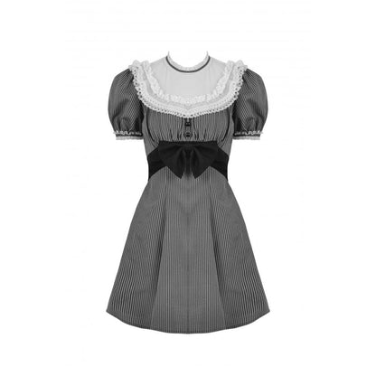 Clockwork Doll Striped Lace-Collar Dress detail view