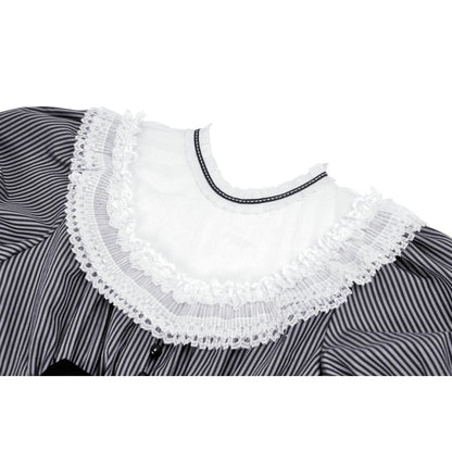 Clockwork Doll Striped Lace-Collar Dress detail view