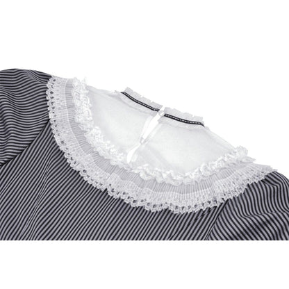 Clockwork Doll Striped Lace-Collar Dress detail view