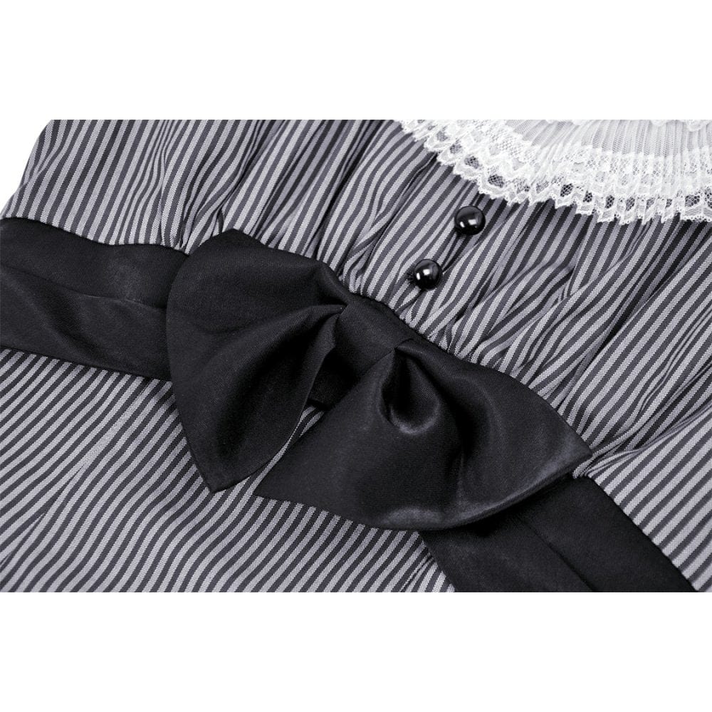 Clockwork Doll Striped Lace-Collar Dress detail view