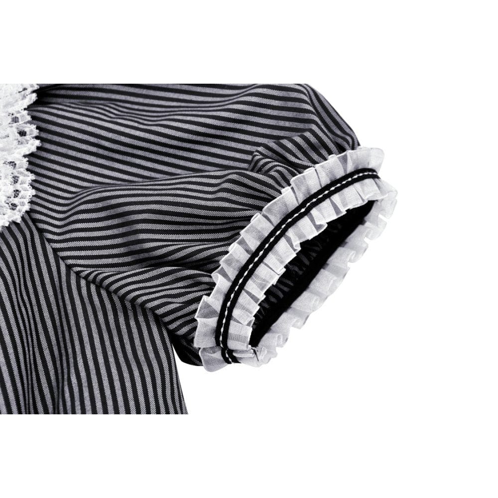 Clockwork Doll Striped Lace-Collar Dress detail view