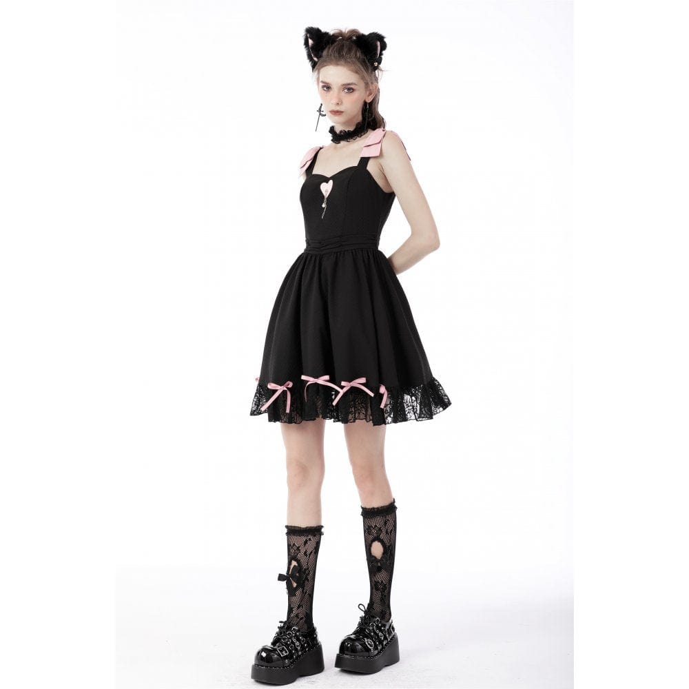 Rose Ribbon Lace Slip Dress detail view