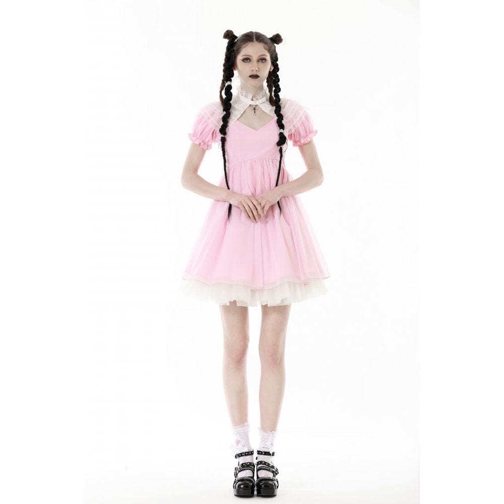 Blushing Reliquary Detachable-Collar Dress detail view