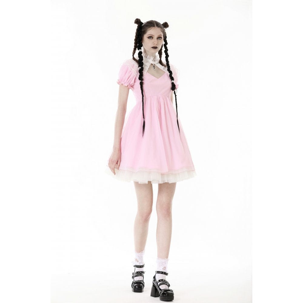 Blushing Reliquary Detachable-Collar Dress detail view